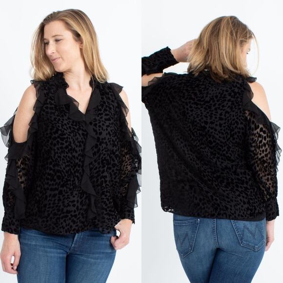 PARKER Top Womens Size Small Black Animal Print Fairy Grunge Mob Wife Whimsigoth - Picture 2 of 12